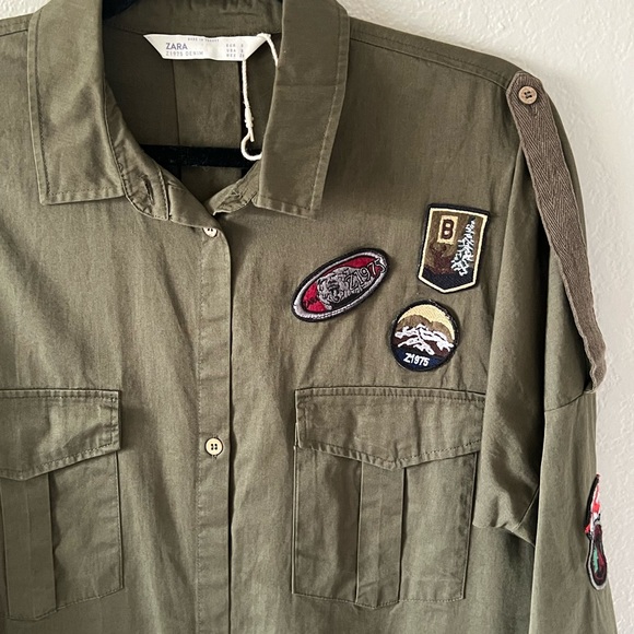NWT Zara Military Inspired Half Sleeve Shirt Dress - Picture 6 of 6